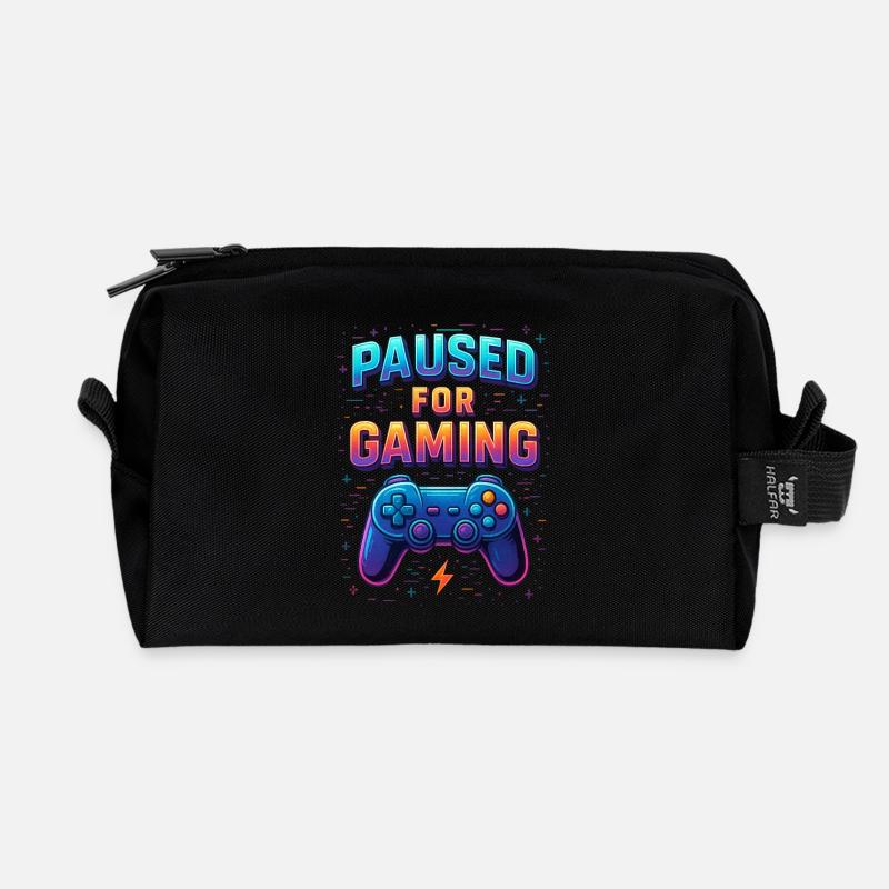 Gaming Vector Pixel Art – Pausiert für Gaming - Recycelte Kulturtasche - Schwarz