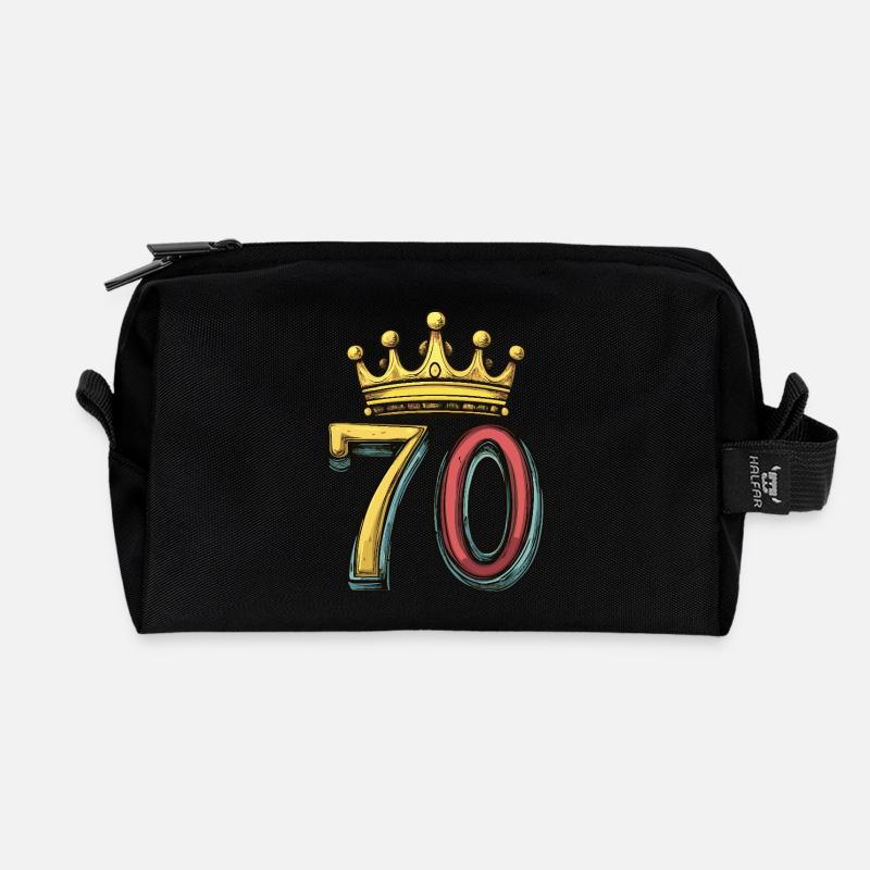 70 Zahl Krone - Recycelte Kulturtasche - Schwarz