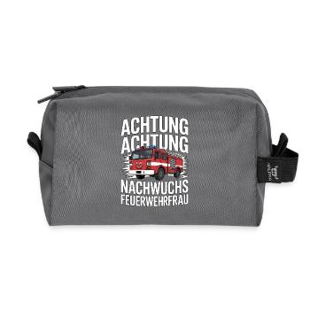 Achtung! Nachwuchs Feuerwehrfrau - Recycelte Kulturtasche - Anthrazit - Vorne