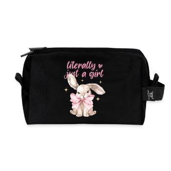 Just a Girl Coquette Shirt – Girly Top - Recycled Toiletry Zip Bag - black - Front