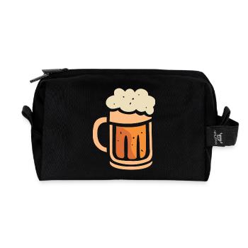 Beer Mug with Foam – Funny Cartoon Design - Recycled Toiletry Zip Bag - black - Front