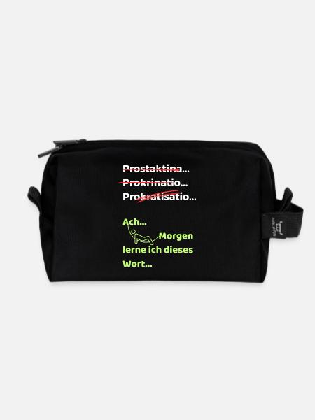Prokrastination Witz lustiger Spruch Hängematte - Recycelte Kulturtasche - Schwarz