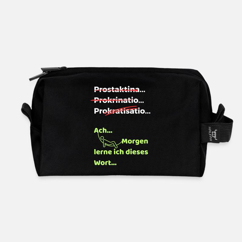 Prokrastination Witz lustiger Spruch Hängematte - Recycelte Kulturtasche - Schwarz