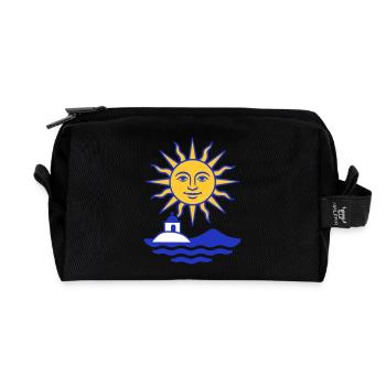 Greece Sun: Sun, Water, Chapel - Recycled Toiletry Zip Bag - black - Front