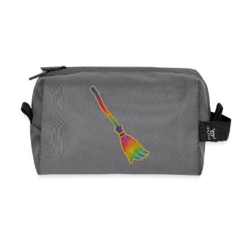 Zauberbesen | Hexenbesen | Regenbogenbesen Glitter - Recycelte Kulturtasche - Anthrazit - Vorne