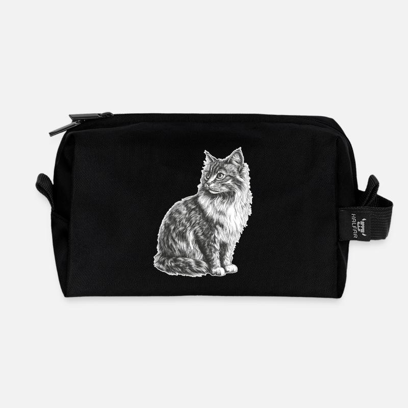 Katze - Recycelte Kulturtasche - Schwarz
