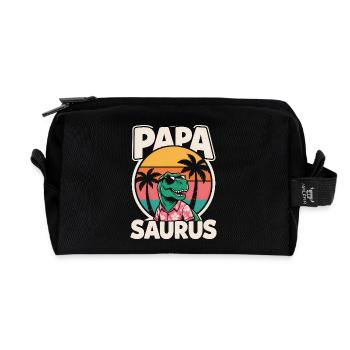 Papa Saurus Rex Dinosaurier Vatertag Geschenk - Recycelte Kulturtasche - Schwarz - Vorne