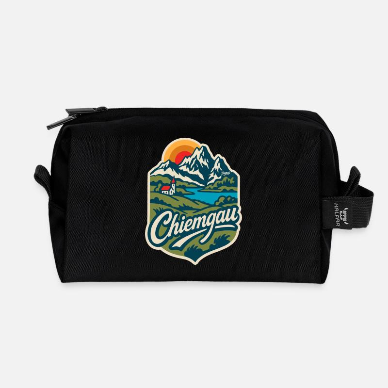 Chiemgau Alpine Landscape Bavaria - Recycled Toiletry Zip Bag - black