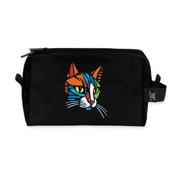 Chat Mosaïque tribal - Trousse de toilette en tissu recyclé - noir - Devant