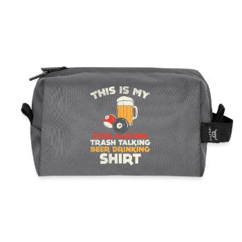 Retro Pool Playing Trash Talking Beer Drinking Art - Recycled Toiletry Zip Bag - anthracite - Front