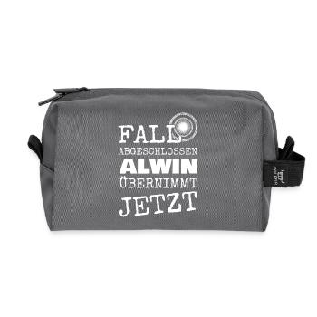 First name Alwin - Recycled Toiletry Zip Bag - anthracite - Front