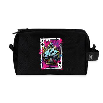 Ace of Spades Card - Recycled Toiletry Zip Bag - black - Front