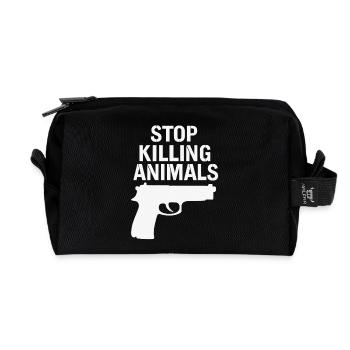 Stop Animal Murder – Statement Shirt - Recycled Toiletry Zip Bag - black - Front