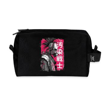 Punk Krieger mit Schriftzeichen - Recycelte Kulturtasche - Schwarz - Vorne