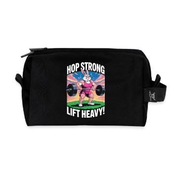 Hop Strong. Levez Lourd - Trousse de toilette en tissu recyclé - noir - Devant