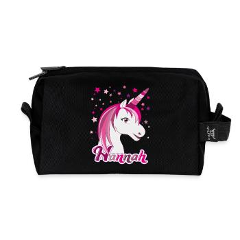 Hannah, nom de jeune fille, prénom préféré - Trousse de toilette en tissu recyclé - noir - Devant