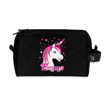 Emma, nom de jeune fille, prénom préféré - Trousse de toilette en tissu recyclé - noir - Devant