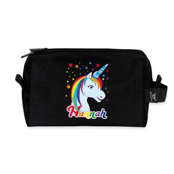 Hannah, nom de jeune fille, prénom préféré - Trousse de toilette en tissu recyclé - noir - Devant