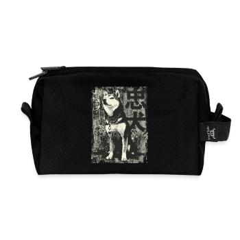 Akita Inu Portrait – 忠犬 Urban Art - Recycled Toiletry Zip Bag - black - Front