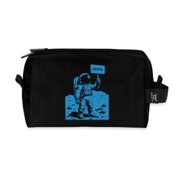 Astronaut on the moon holding a sign - Recycled Toiletry Zip Bag - black - Front