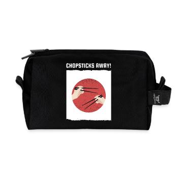 Baguettes à l’écart, ramen Drapeau japonais - Trousse de toilette en tissu recyclé - noir - Devant