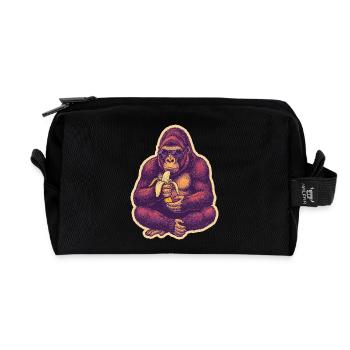Gorilla with sunglasses eating banana - Recycled Toiletry Zip Bag - black - Front