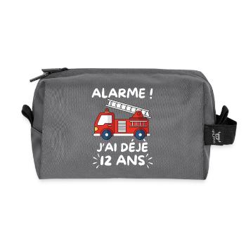 Camion Pompier 12 Ans Anniversaire - Trousse de toilette en tissu recyclé - anthracite - Devant
