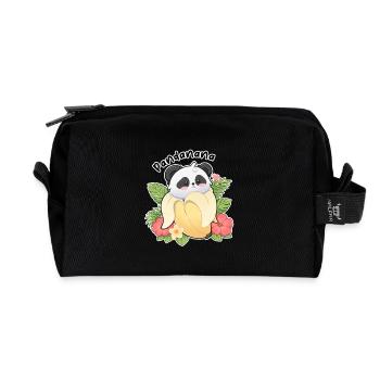 Panda Banana Motif Cute Animal Design - Recycled Toiletry Zip Bag - black - Front
