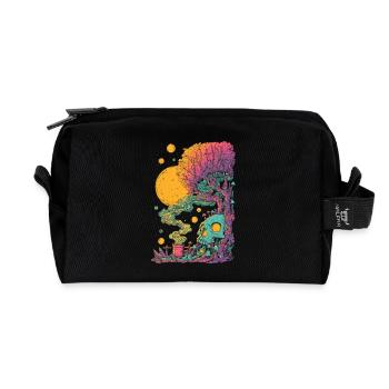 Psychedelischer Baumskull im Kosmos - Recycelte Kulturtasche - Schwarz - Vorne