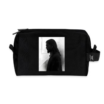Minimalist portrait of Jesus - Recycled Toiletry Zip Bag - black - Front