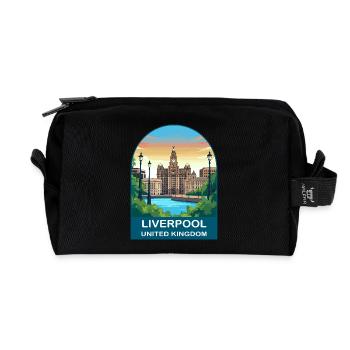 Liverpool Skyline UK Uferillustration - Recycelte Kulturtasche - Schwarz - Vorne