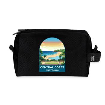 Central Coast Australia Beach Travel Poster - Recycled Toiletry Zip Bag - black - Front