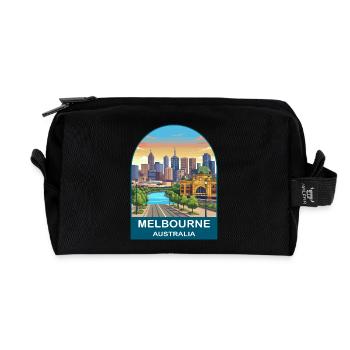 Affiche de voyage de Flinders St à Melbourne Australie - Trousse de toilette en tissu recyclé - noir - Devant
