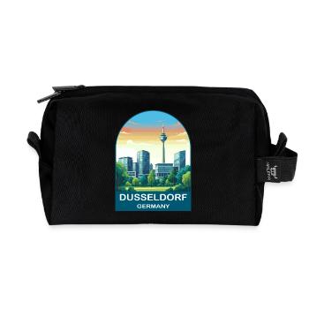 Düsseldorfer Deutschland Skyline Vintage-Reiseplakat - Recycelte Kulturtasche - Schwarz - Vorne