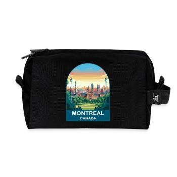 Montreal Canada Stadium Travel Poster - Recycled Toiletry Zip Bag - black - Front
