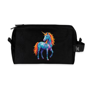 Geometrisches Einhorn Farbenfrohe Fantasy-Pop Art - Recycelte Kulturtasche - Schwarz - Vorne