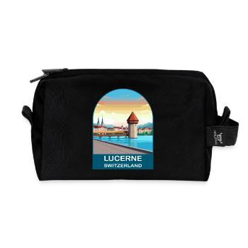 Lucerne Switzerland Vintage Travel Poster - Recycled Toiletry Zip Bag - black - Front