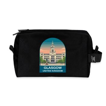Glasgow UK Vintage Travel Poster Art - Recycled Toiletry Zip Bag - black - Front