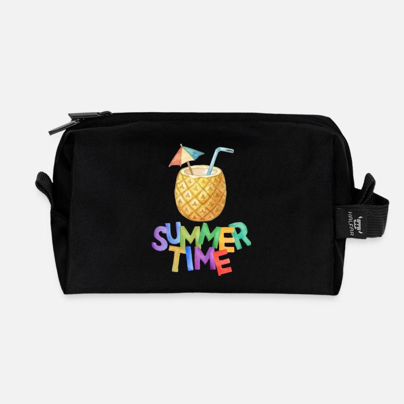 Sommerzeit Ananasgetränk - Recycelte Kulturtasche - Schwarz