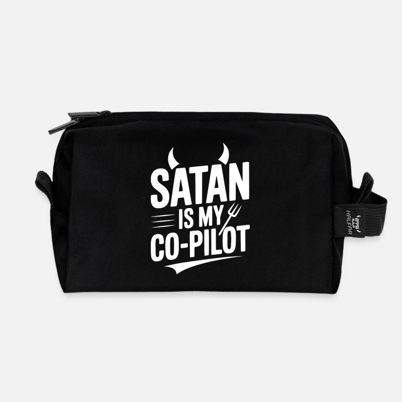 Satan ist mein Co-Pilot - Recycelte Kulturtasche - Schwarz