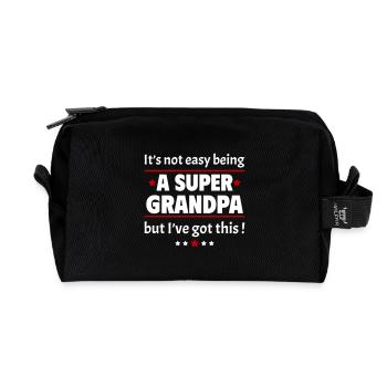 Not easy to be a super grandpa - Recycled Toiletry Zip Bag - black - Front