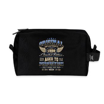Original 1988 Vintage Born Birthday Gift - Recycled Toiletry Zip Bag - black - Front