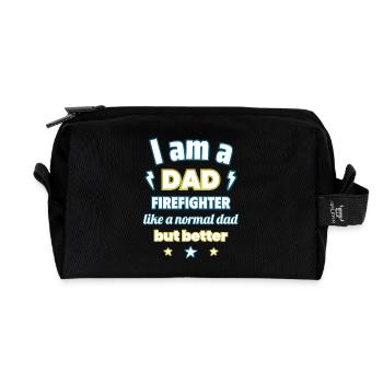 Papa Feuerwehrmann, geschenk vatertag,weihnachten - Recycelte Kulturtasche - Schwarz - Vorne