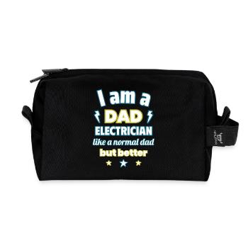 Dad electrician, gift father's day, christmas - Recycled Toiletry Zip Bag - black - Front