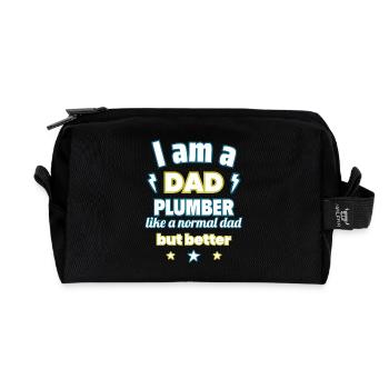 Dad plumber, gift father's day, christmas - Recycled Toiletry Zip Bag - black - Front