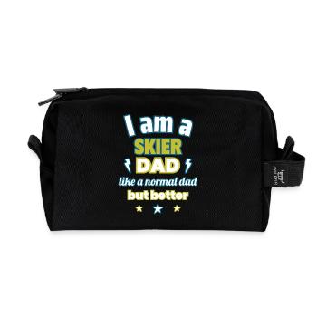 Dad SKIER, Father's Day Gift, Skiing,Sports - Recycled Toiletry Zip Bag - black - Front