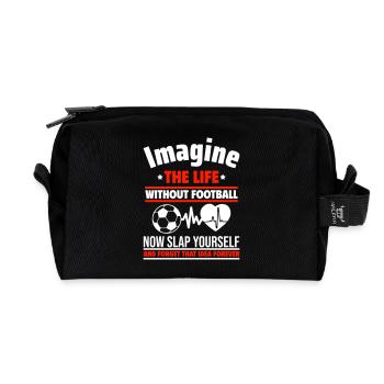 Cadeau de fête des pères, Football - Trousse de toilette en tissu recyclé - noir - Devant