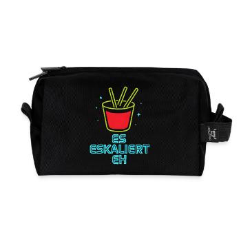 Party Spruch Es Eskaliert Eh Mallorca Urlaub JGA - Recycelte Kulturtasche - Schwarz - Vorne