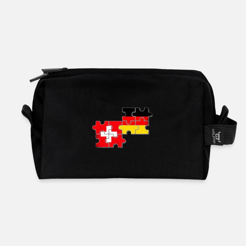 Schweiz Deutschland Flagge Schweizer Deutscher - Recycelte Kulturtasche - Schwarz