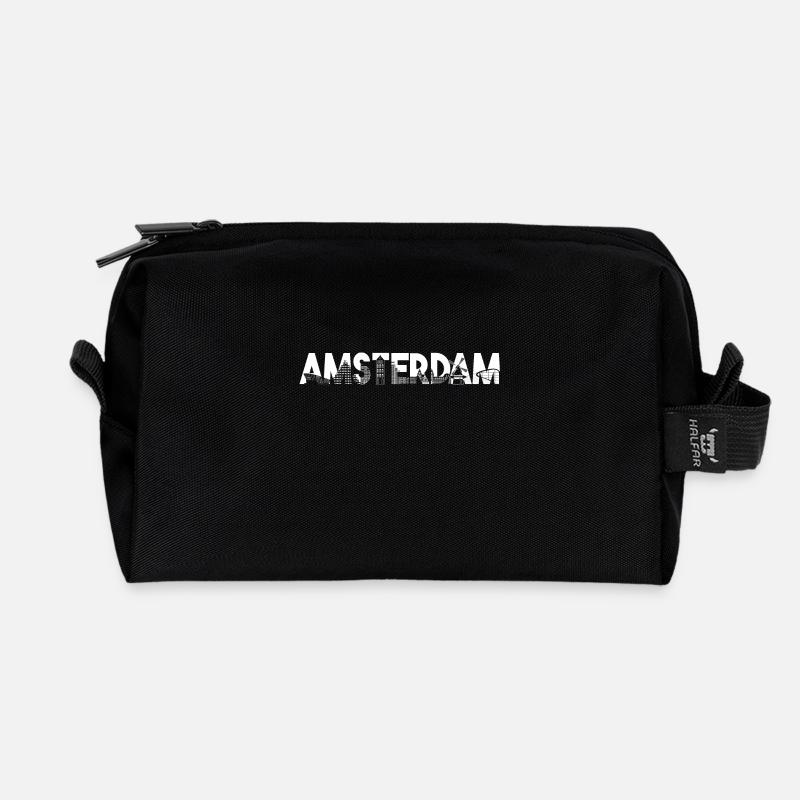 Amsterdam Skyline Silhouette - Recycelte Kulturtasche - Schwarz